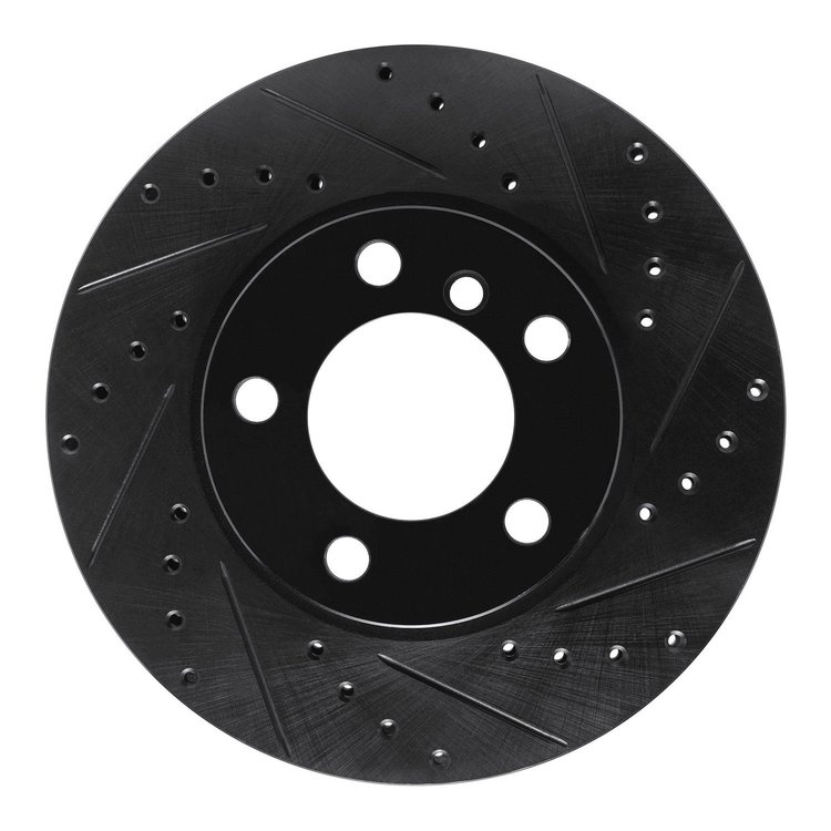 E-Line Drilled & Slotted Black Brake Rotor, 2011-2016 Mini, Position: Front Right