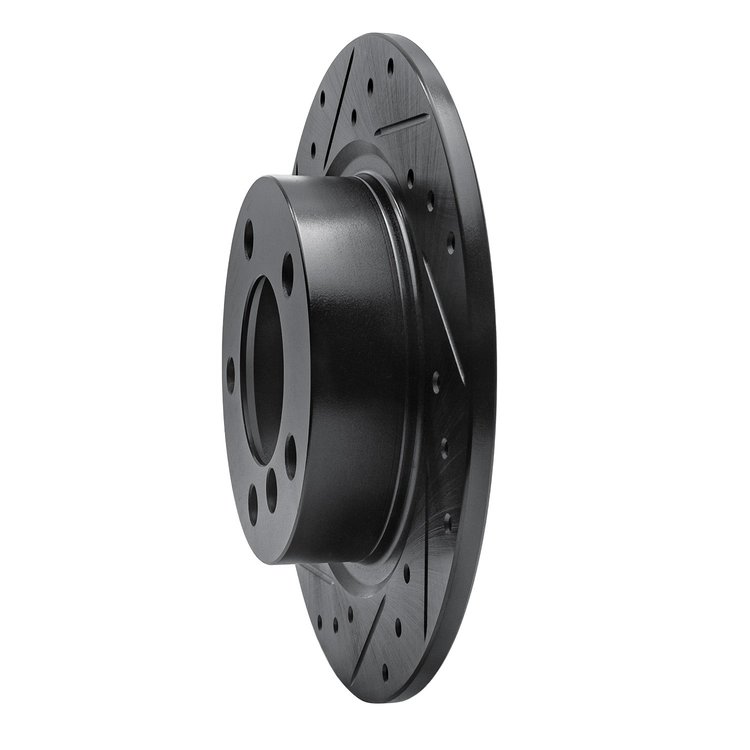 E-Line Drilled & Slotted Black Brake Rotor, 2011-2016 Mini, Position: Rear Left
