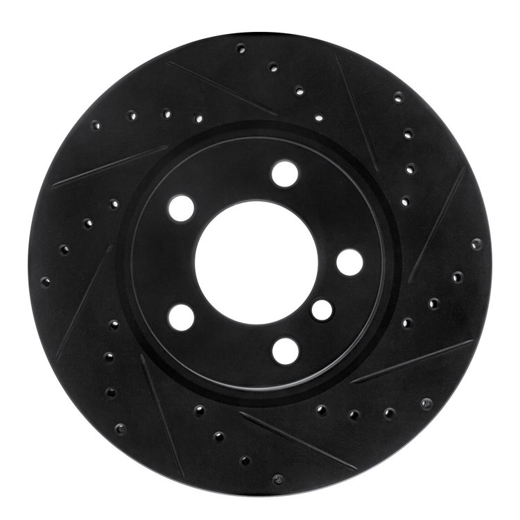 E-Line Drilled & Slotted Black Brake Rotor, 2011-2016 Mini, Position: Front Right