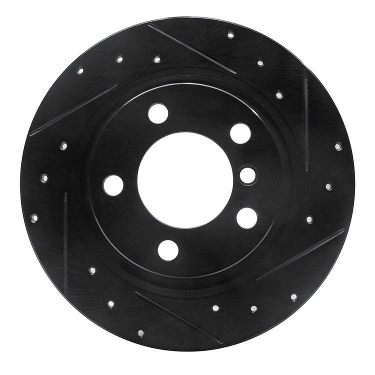 E-Line Drilled & Slotted Black Brake Rotor, 2013-2016 Mini, Position: Rear Right