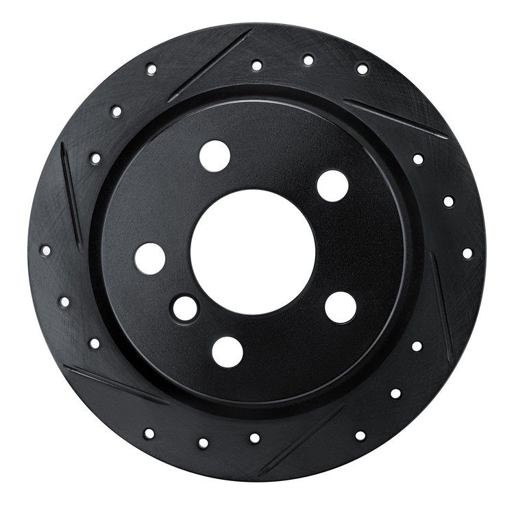 E-Line Drilled & Slotted Black Brake Rotor, Fits Select Mini, Position: Rear Left