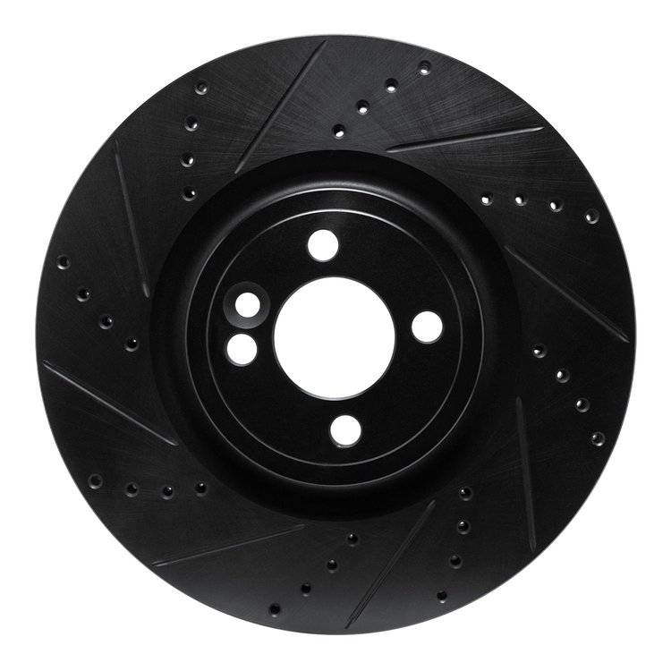 E-Line Drilled & Slotted Black Brake Rotor, 2013-2013 Mini, Position: Front Left
