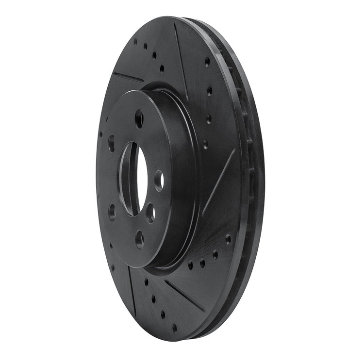 E-Line Drilled & Slotted Black Brake Rotor, 2014-2021 Mini, Position: Front Right