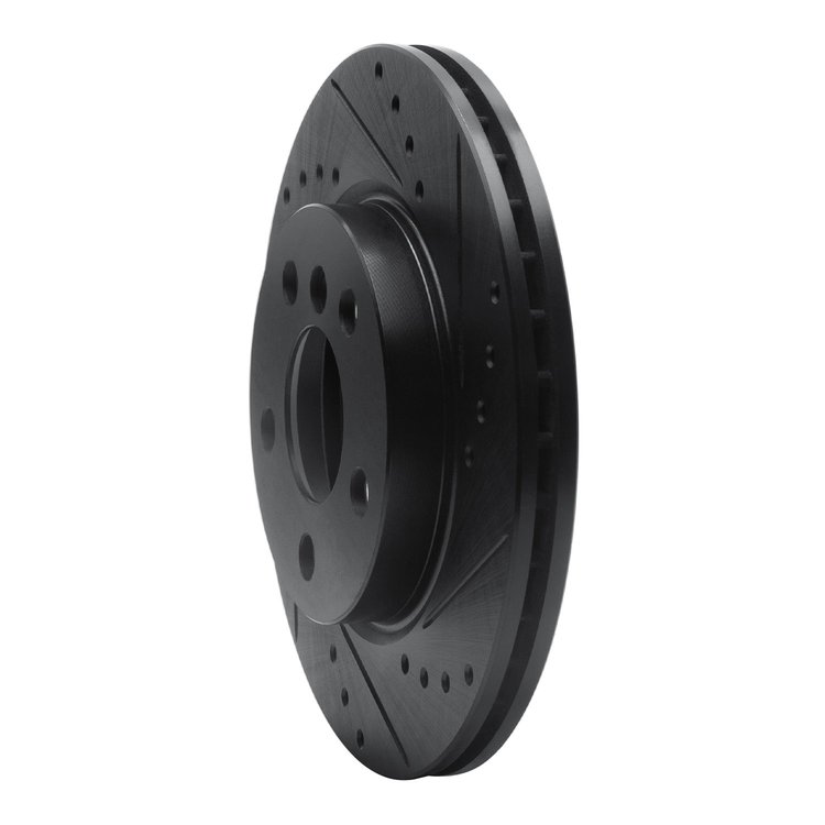 E-Line Drilled & Slotted Black Brake Rotor, Fits Select Mini, Position: Front Right