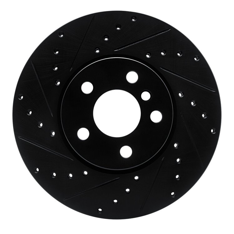 E-Line Drilled & Slotted Black Brake Rotor, Fits Select Mini, Position: Front Left