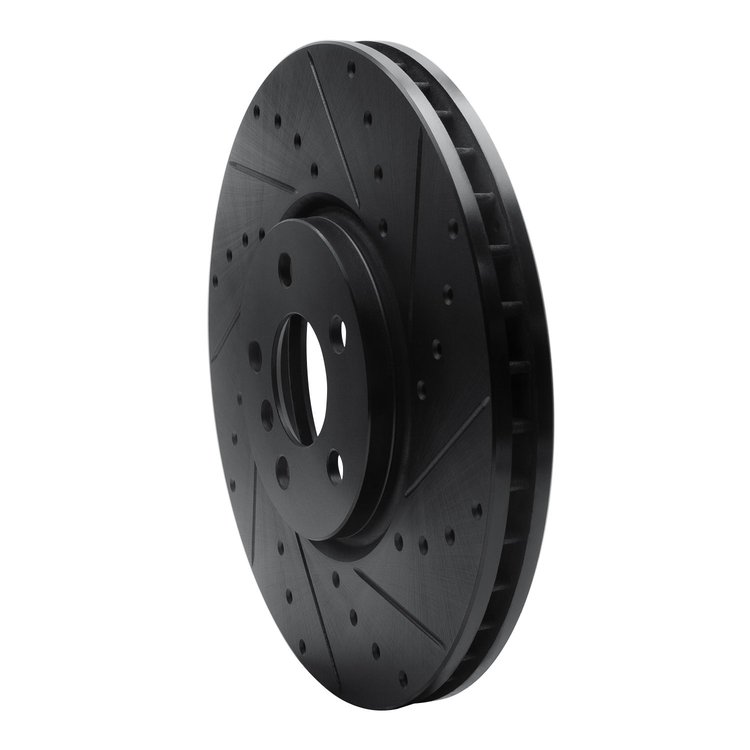 E-Line Drilled & Slotted Black Brake Rotor, 2015-2019 Mini, Position: Front Right