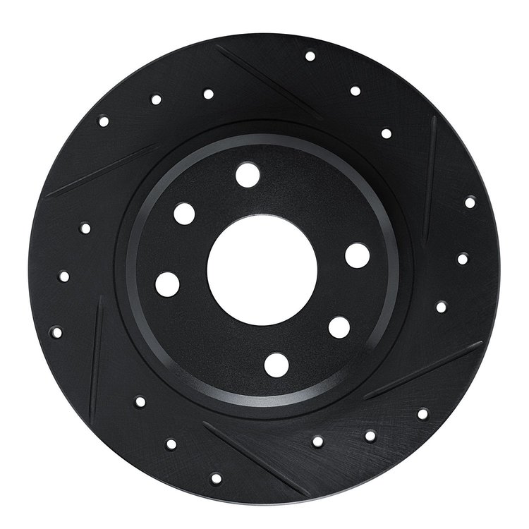 E-Line Drilled & Slotted Black Brake Rotor, 1989-1993 Fits Multiple Makes/Models, Position: Rear Right