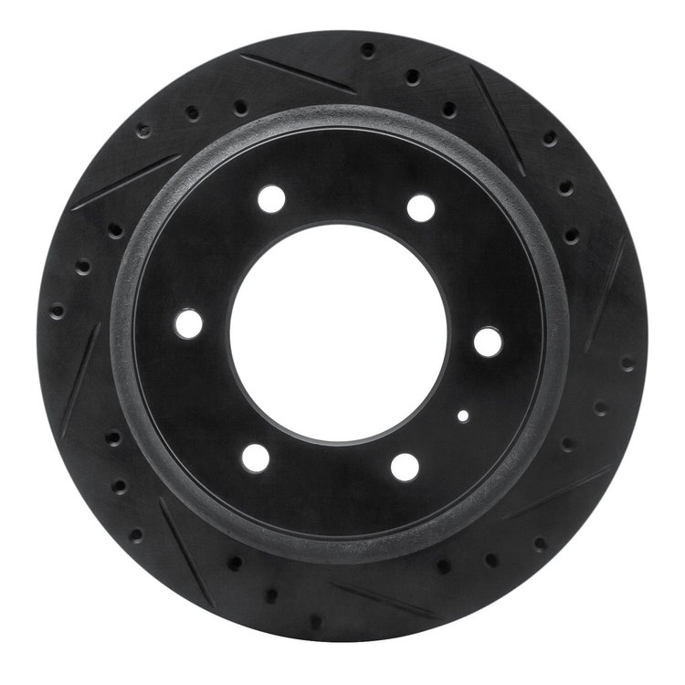 E-Line Drilled & Slotted Black Brake Rotor, 1992-2004 Fits Multiple Makes/Models, Position: Rear Right