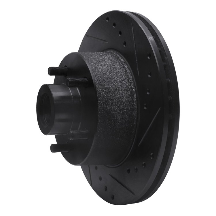 E-Line Drilled & Slotted Black Brake Rotor, 1973-1989 Mopar, Position: Front Right