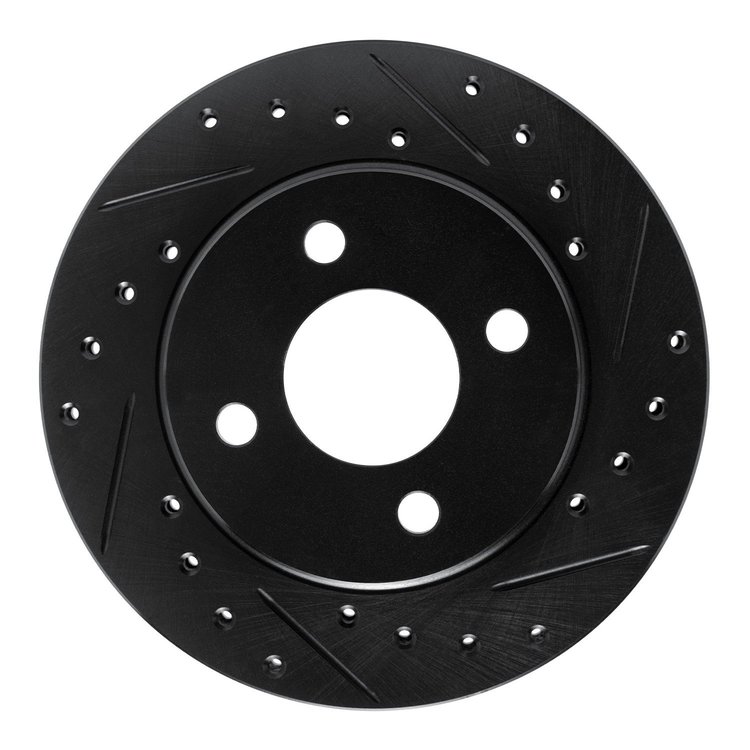 E-Line Drilled & Slotted Black Brake Rotor, 1981-1987 Mopar, Position: Front Right