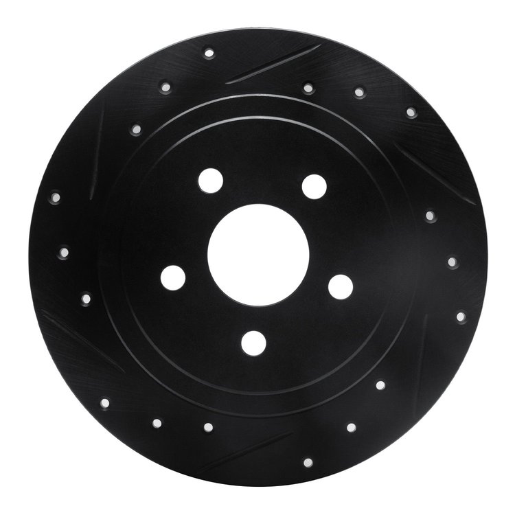E-Line Drilled & Slotted Black Brake Rotor, 1988-1995 Fits Multiple Makes/Models, Position: Rear Left
