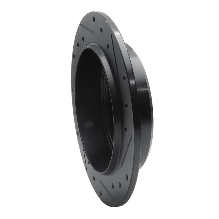 E-Line Drilled & Slotted Black Brake Rotor, 1995-2007 Mopar, Position: Rear Left