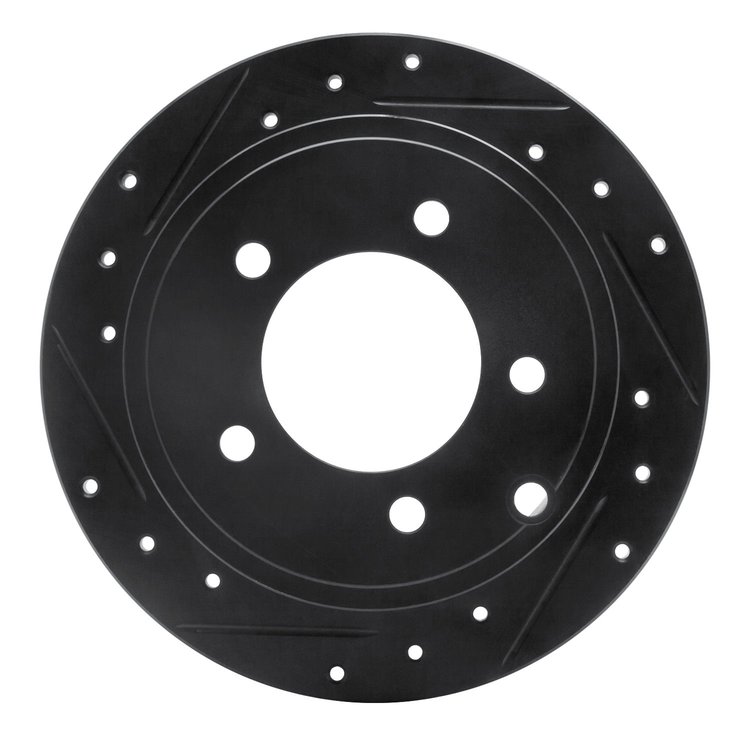 E-Line Drilled & Slotted Black Brake Rotor, 2007-2017 Fits Multiple Makes/Models, Position: Rear Left