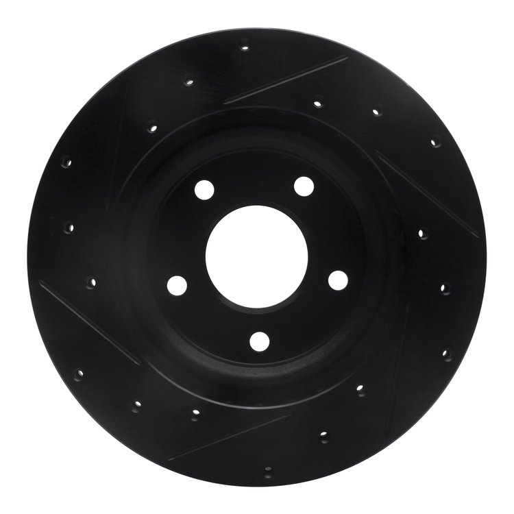 E-Line Drilled & Slotted Black Brake Rotor, Fits Select Fits Multiple Makes/Models, Position: Front Right