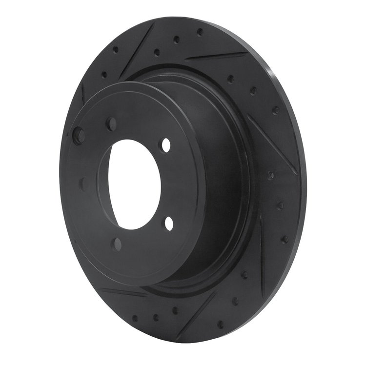 E-Line Drilled & Slotted Black Brake Rotor, 2007-2017 Fits Multiple Makes/Models, Position: Rear Left