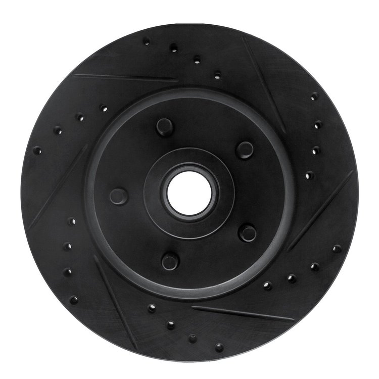 E-Line Drilled & Slotted Black Brake Rotor, 1971-1981 Mopar, Position: Front Right