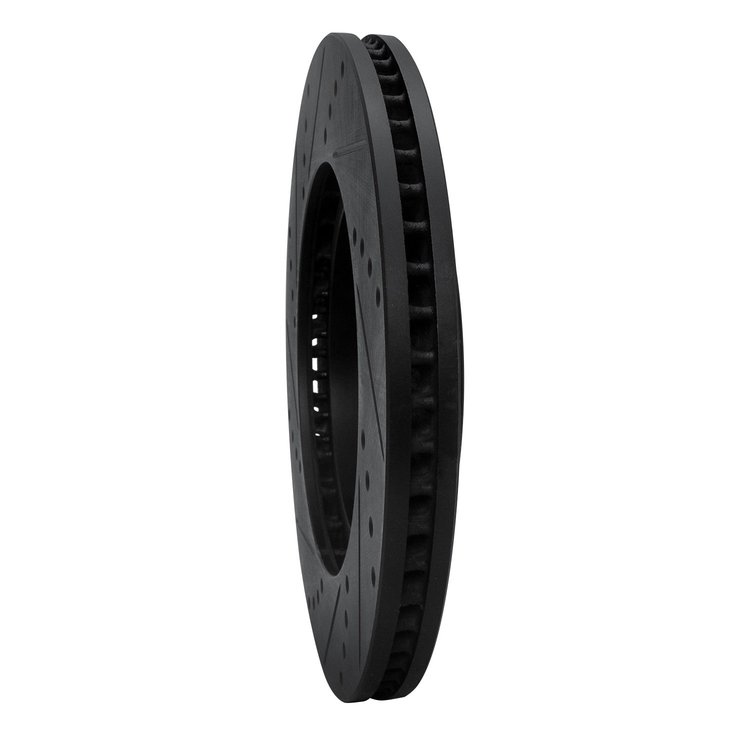 E-Line Drilled & Slotted Black Brake Rotor, 2004-2008 Mopar, Position: Front Right