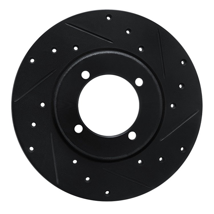 E-Line Drilled & Slotted Black Brake Rotor, 1978-1983 Mopar, Position: Front Right