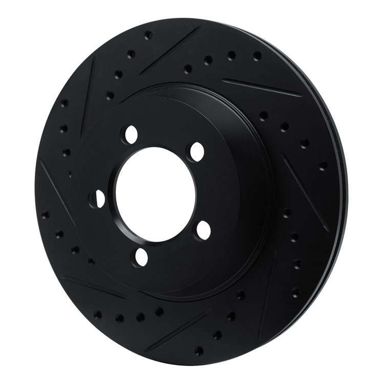 E-Line Drilled & Slotted Black Brake Rotor, 1965-1972 Mopar, Position: Front Left