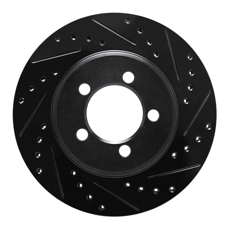 E-Line Drilled & Slotted Black Brake Rotor, 1965-1972 Mopar, Position: Front Right