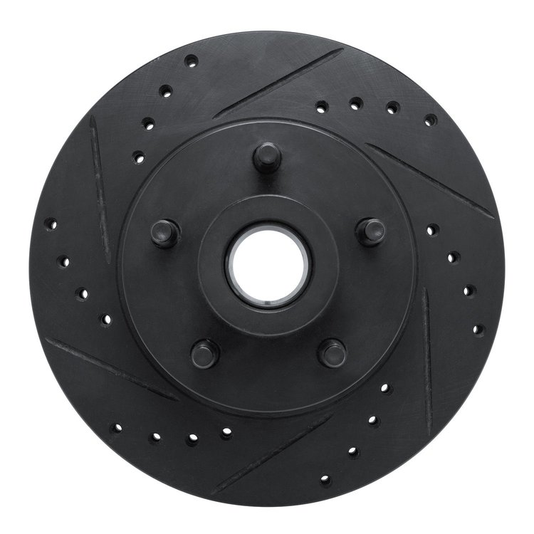 E-Line Drilled & Slotted Black Brake Rotor, 1970-1972 Mopar, Position: Front Left