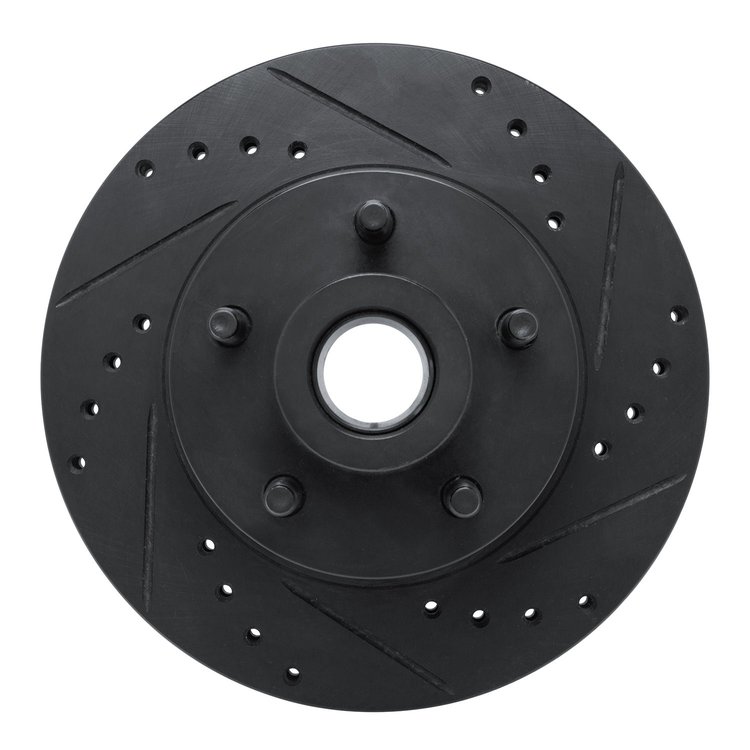 E-Line Drilled & Slotted Black Brake Rotor, 1970-1972 Mopar, Position: Front Right