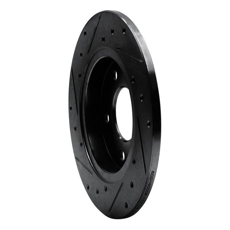 E-Line Drilled & Slotted Black Brake Rotor, 1988-1992 Mopar, Position: Rear Right