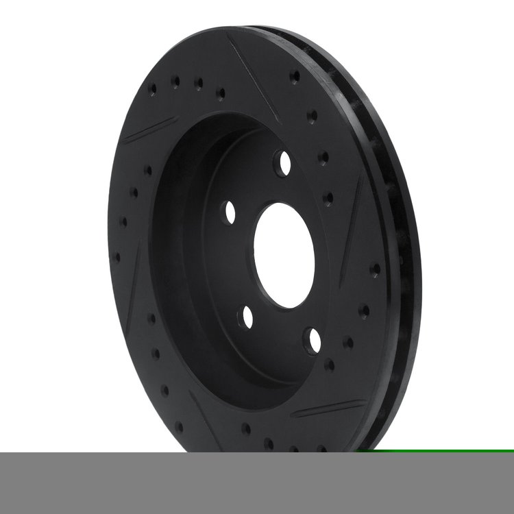 E-Line Drilled & Slotted Black Brake Rotor, 1991-1992 Mopar, Position: Front Left