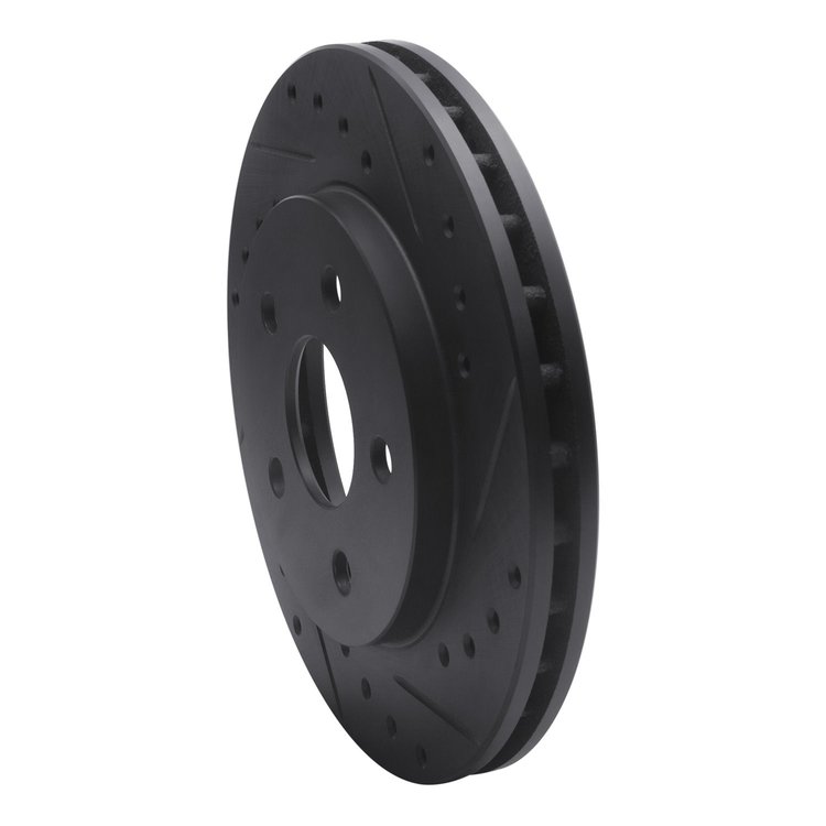 E-Line Drilled & Slotted Black Brake Rotor, 1991-1992 Mopar, Position: Front Right