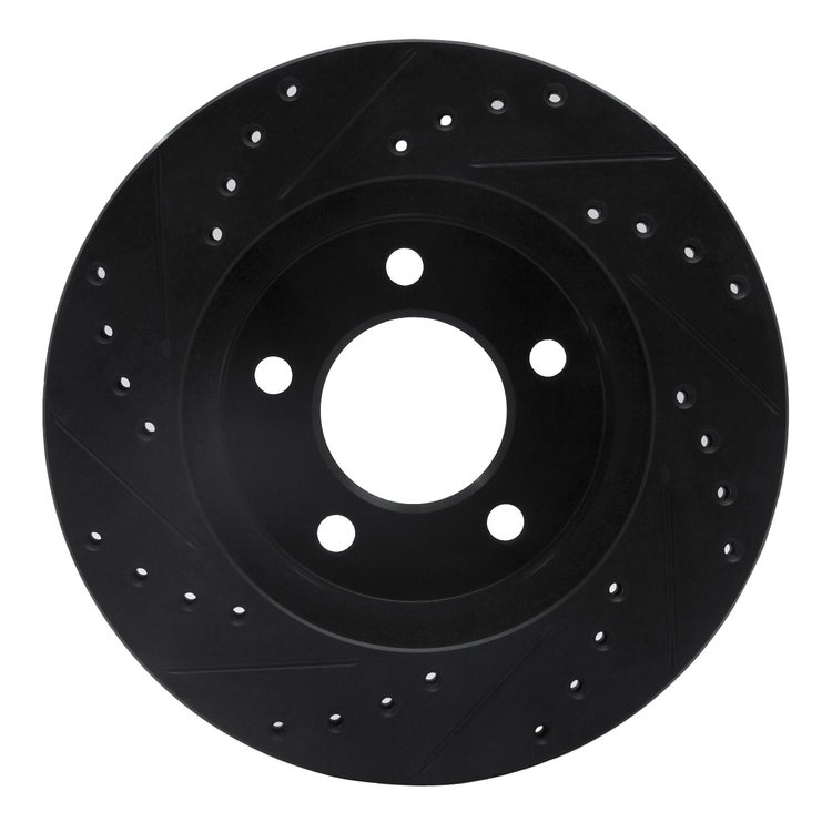 E-Line Drilled & Slotted Black Brake Rotor, 1993-1997 Mopar, Position: Front Right