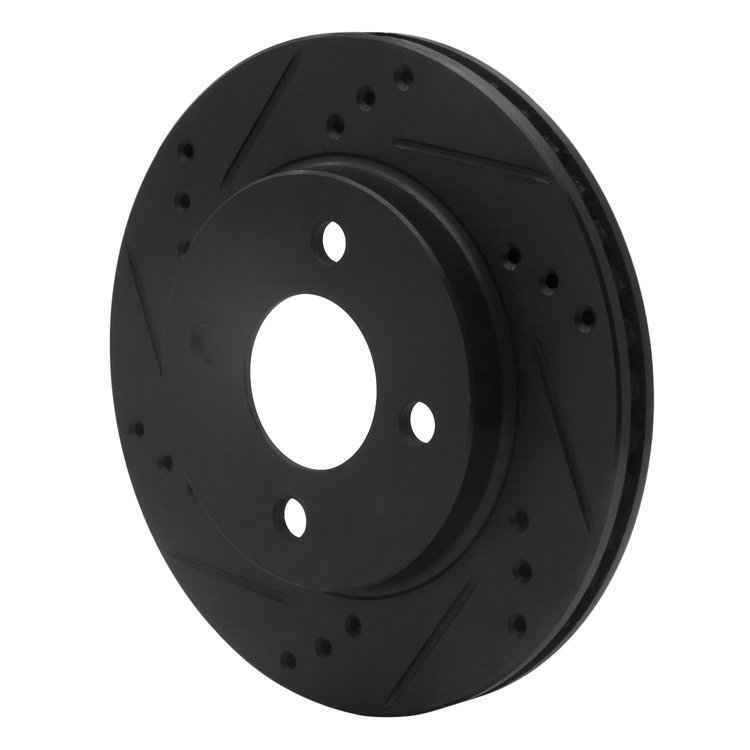 E-Line Drilled & Slotted Black Brake Rotor, 1995-1996 Mopar, Position: Front Left