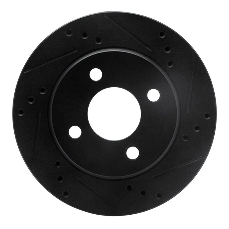 E-Line Drilled & Slotted Black Brake Rotor, 1995-1996 Mopar, Position: Front Right