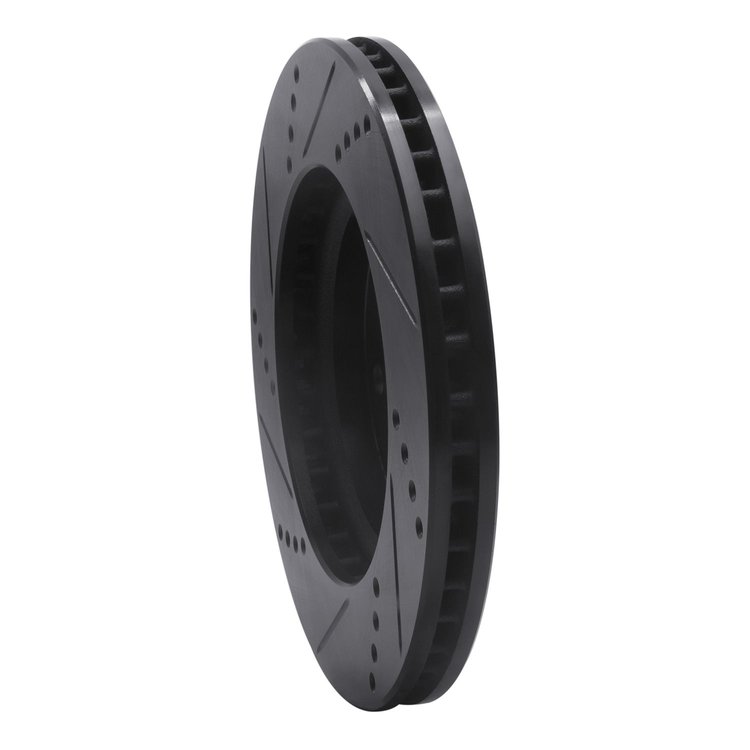 E-Line Drilled & Slotted Black Brake Rotor, 2007-2017 Fits Multiple Makes/Models, Position: Front Right