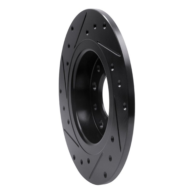E-Line Drilled & Slotted Black Brake Rotor, 2013-2016 Mopar, Position: Rear Right