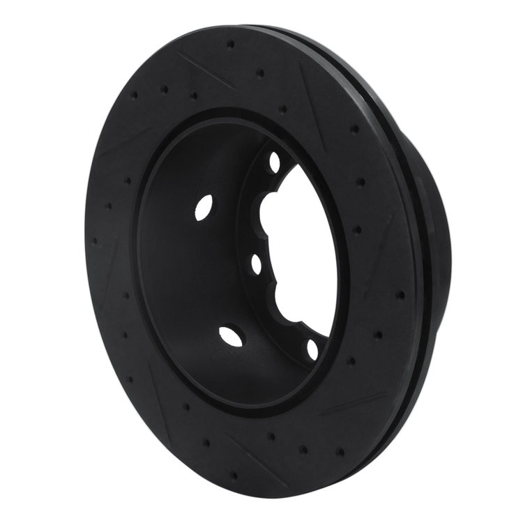 E-Line Drilled & Slotted Black Brake Rotor, 2002-2006 Fits Multiple Makes/Models, Position: Rear Left