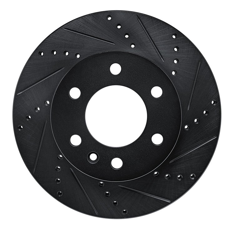 E-Line Drilled & Slotted Black Brake Rotor, Fits Select Fits Multiple Makes/Models, Position: Front Right