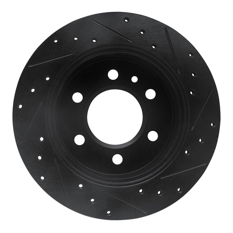E-Line Drilled & Slotted Black Brake Rotor, 2006-2018 Fits Multiple Makes/Models, Position: Rear Left