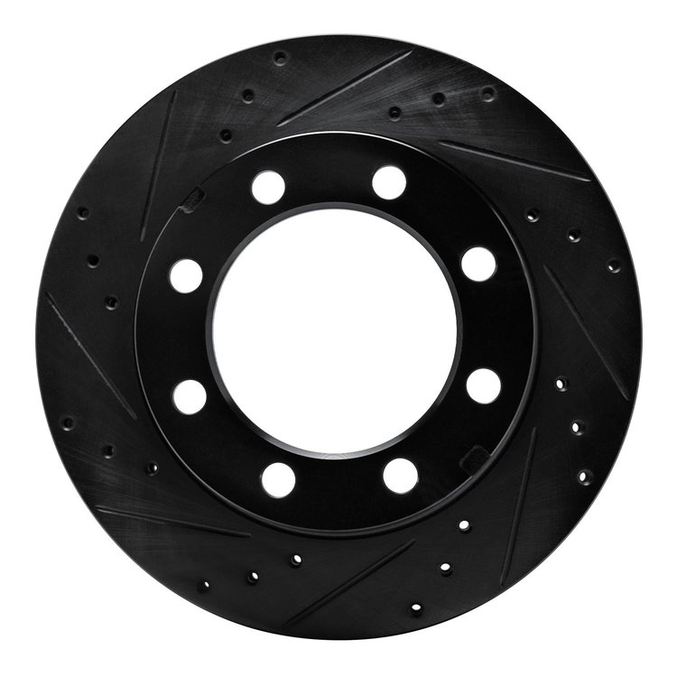E-Line Drilled & Slotted Black Brake Rotor, 1977-1993 Fits Multiple Makes/Models, Position: Front Left