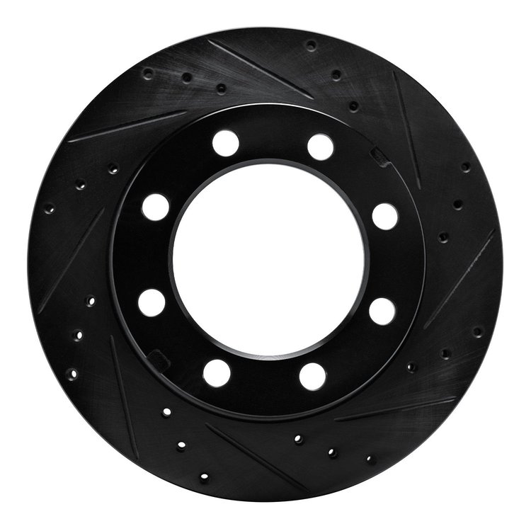 E-Line Drilled & Slotted Black Brake Rotor, 1977-1993 Fits Multiple Makes/Models, Position: Front Right
