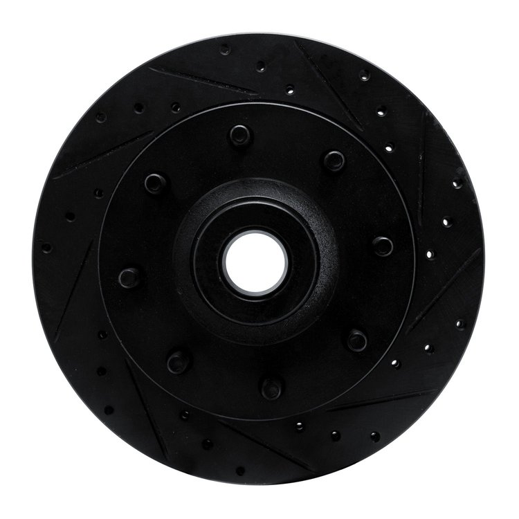 E-Line Drilled & Slotted Black Brake Rotor, 1978-1997 Mopar, Position: Front Right