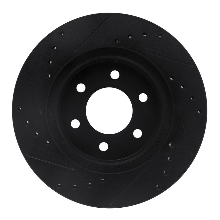 E-Line Drilled & Slotted Black Brake Rotor, 1991-1996 Mopar, Position: Front Right