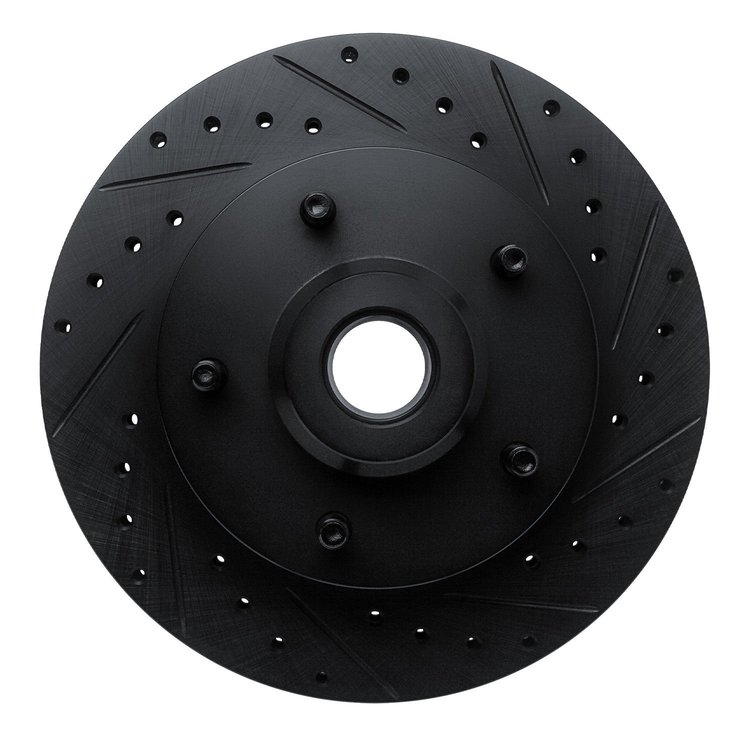 E-Line Drilled & Slotted Black Brake Rotor, 1994-2002 Mopar, Position: Front Right