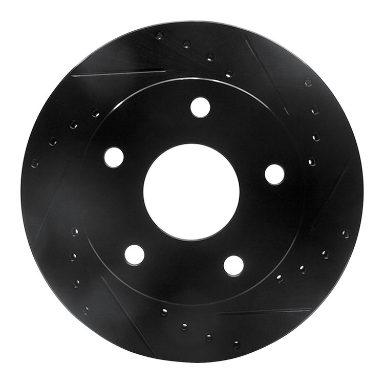 E-Line Drilled & Slotted Black Brake Rotor, 1994-1999 Mopar, Position: Front Right