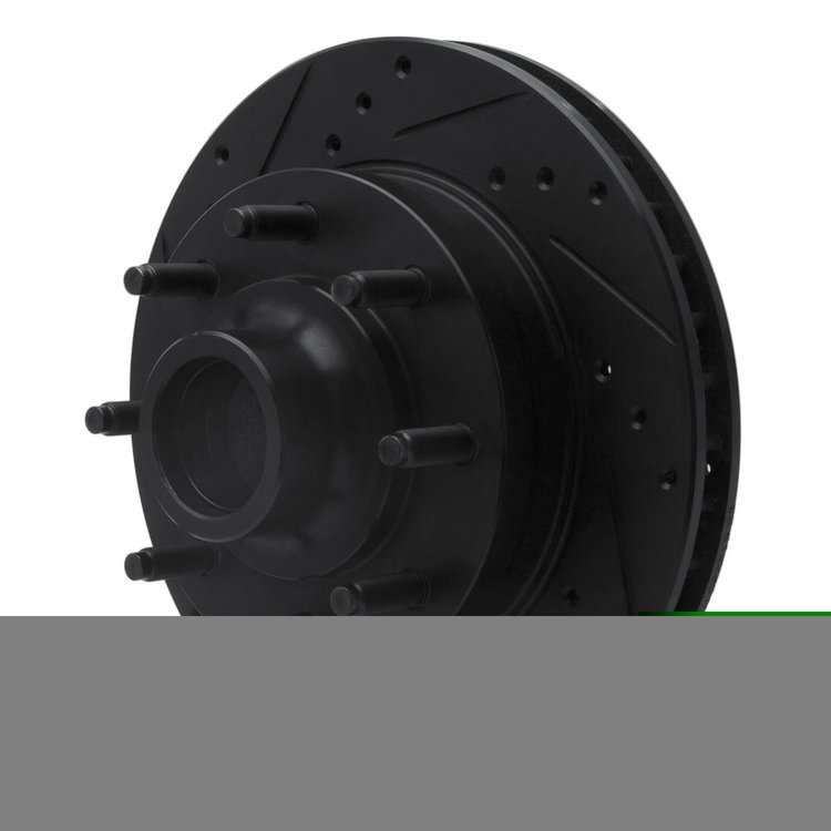 E-Line Drilled & Slotted Black Brake Rotor, 1994-1999 Mopar, Position: Front Left