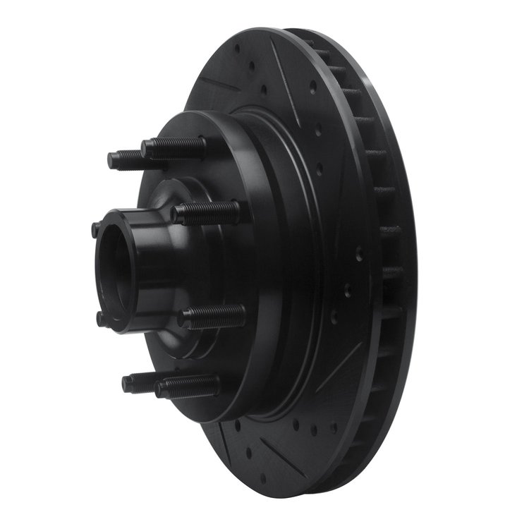 E-Line Drilled & Slotted Black Brake Rotor, 1994-1999 Mopar, Position: Front Right