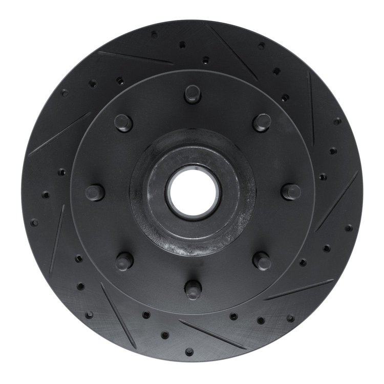 E-Line Drilled & Slotted Black Brake Rotor, 1978-1981 Mopar, Position: Front Right