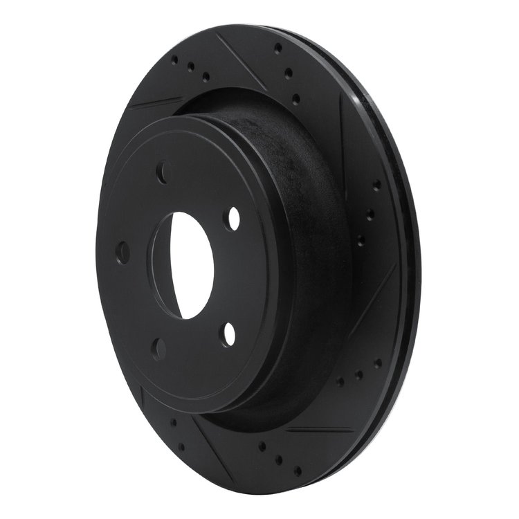 E-Line Drilled & Slotted Black Brake Rotor, Fits Select Mopar, Position: Rear Right