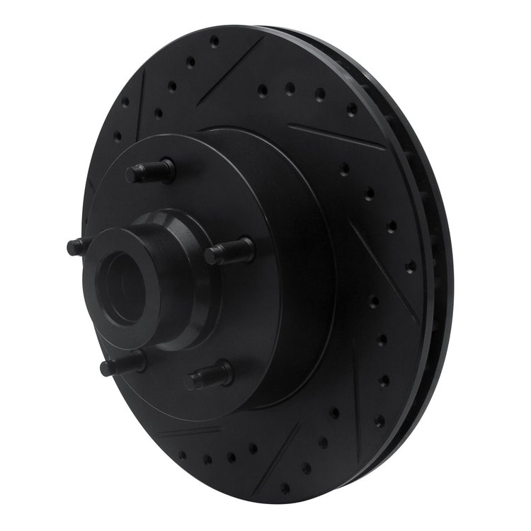 E-Line Drilled & Slotted Black Brake Rotor, 2003-2003 Mopar, Position: Front Left