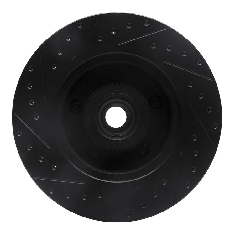 E-Line Drilled & Slotted Black Brake Rotor, 2003-2003 Mopar, Position: Front Right