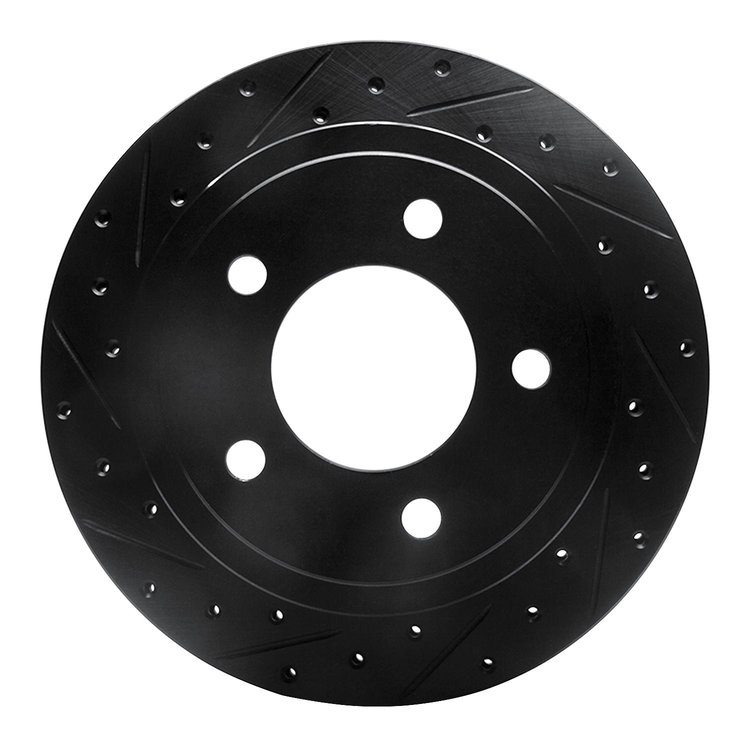 E-Line Drilled & Slotted Black Brake Rotor, 2003-2003 Mopar, Position: Rear Left